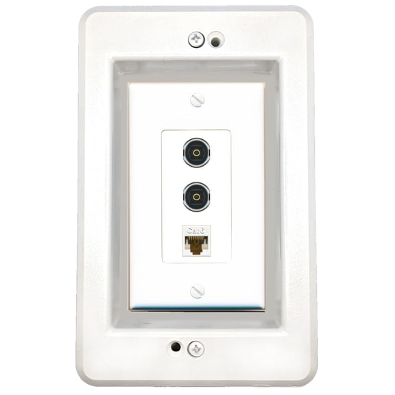 RiteAV in-Wall Cable Management Kit Recessed Outlet CAT6 2 TOSLINK Wall Plate