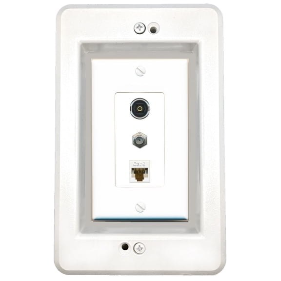 RiteAV in-Wall Cable Management Kit Recessed Outlet CAT6 Coax TOSLINK Wall Plate