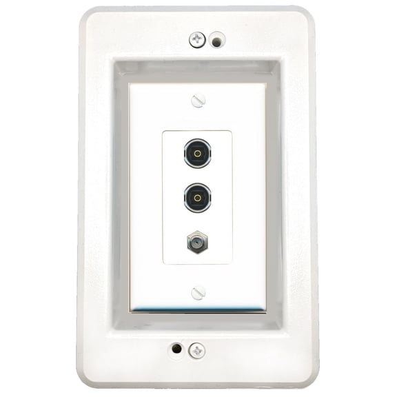 RiteAV in-Wall Cable Management Kit Recessed Outlet Coax 2 TOSLINK Wall Plate