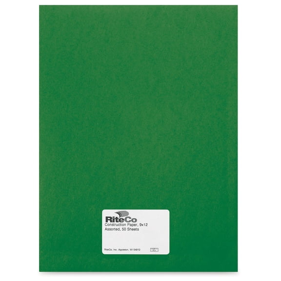 RiteCo Construction Paper - Holiday Green, 9" x 12", 50 Sheets