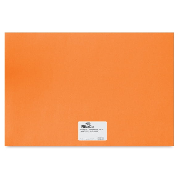 RiteCo Construction Paper - Orange, 12" x 18", 50 Sheets