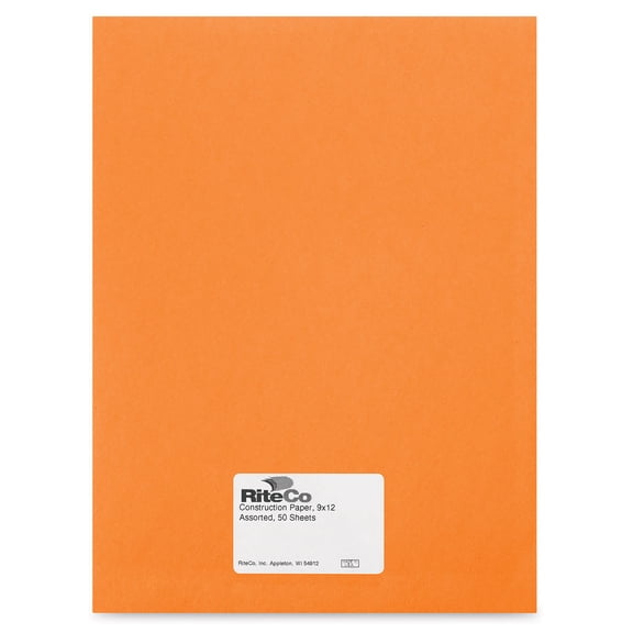 RiteCo Construction Paper - Orange, 9" x 12", 50 Sheets