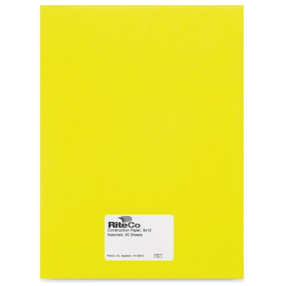 RiteCo Construction Paper - Yellow, 9" x 12", 50 Sheets