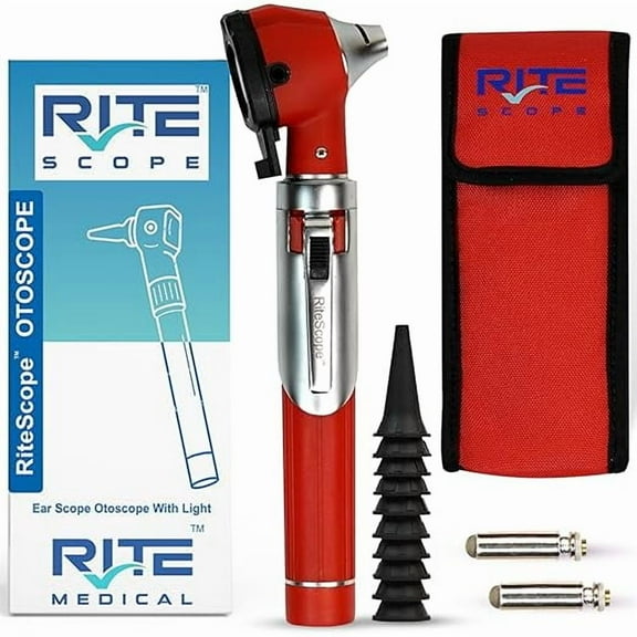 RiteScope Otoscope with Light - Compact Size - Red