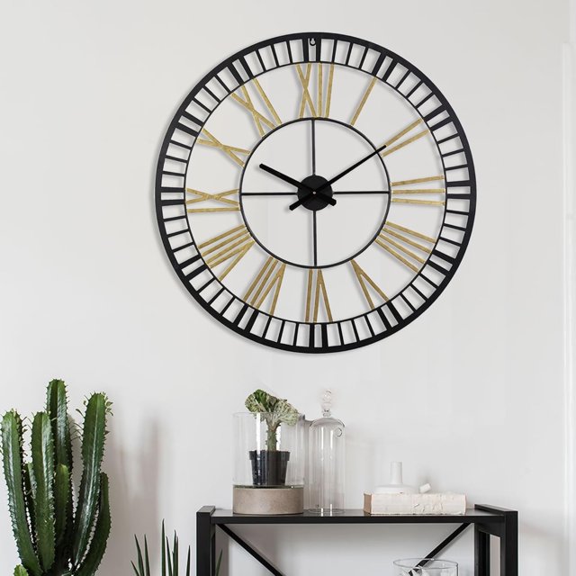 RiteSune Wall Clocks for Living Room 32 Inches, Battery Operated Wall