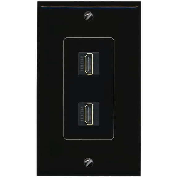 Riteav Custom HDMI Wall Plate 2 Port - 1 Gang [Black/Black]