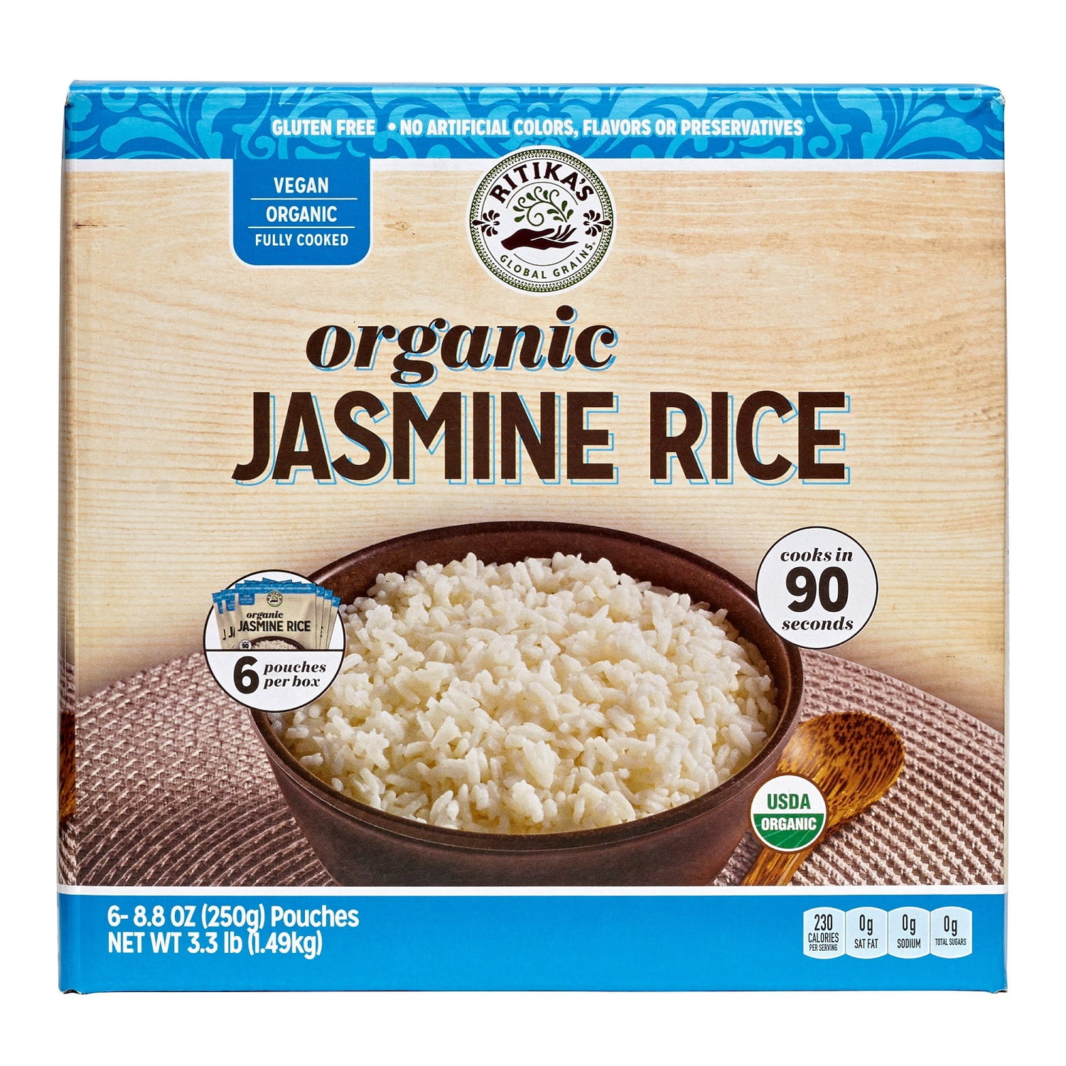 Jasmi Rice Rigo Ritika's Organic Jasmine Rice, 8.8 Ounce (Pack of 6) - Walmart.com