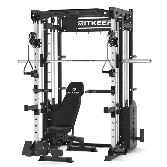 Ritkeep PMAX 5600 Pro Home Gym Smith Machine, 6-in-1 Squat Rack Dual Cable Crossover Machine with 326 Weight Stacks, Training Equipment with Incline Bench