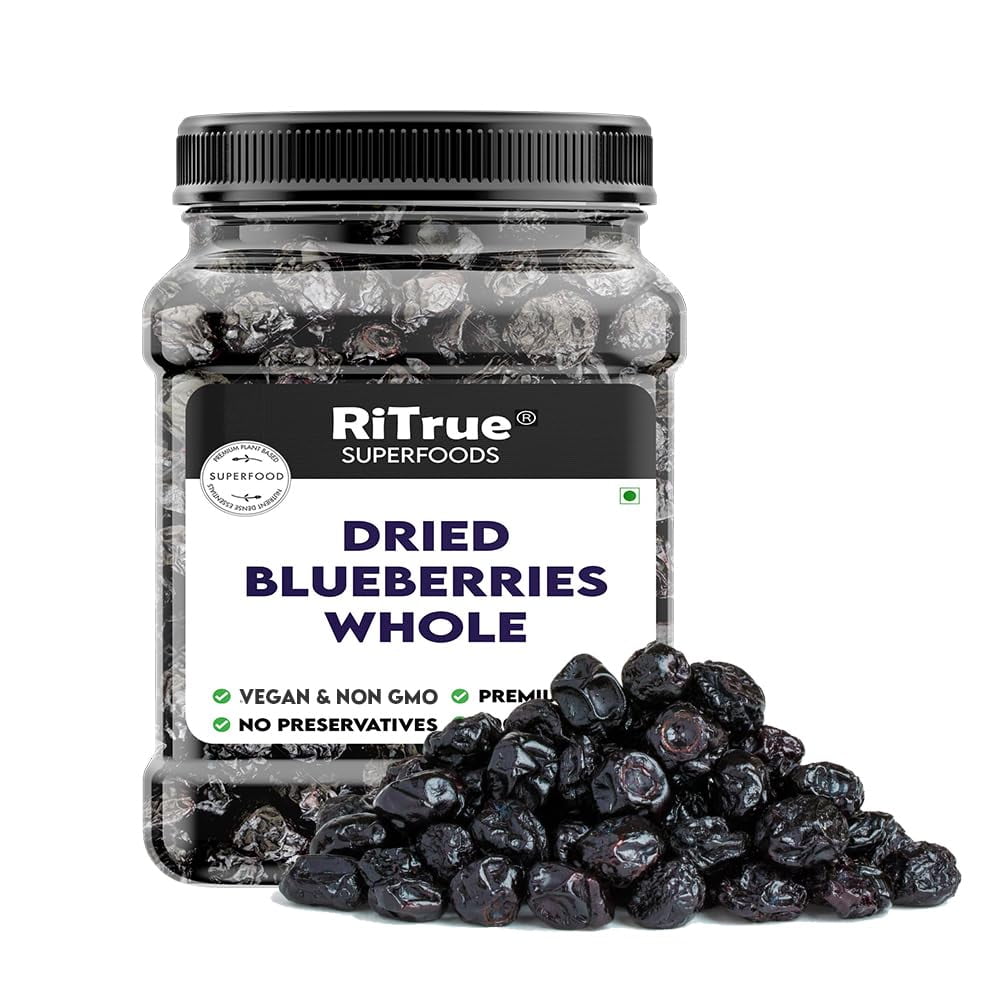 Ritrue Dried Whole Blueberry 250 Gm Jar (Gluten Free, Fresh, Vegan & Non Gmo) Blueberries