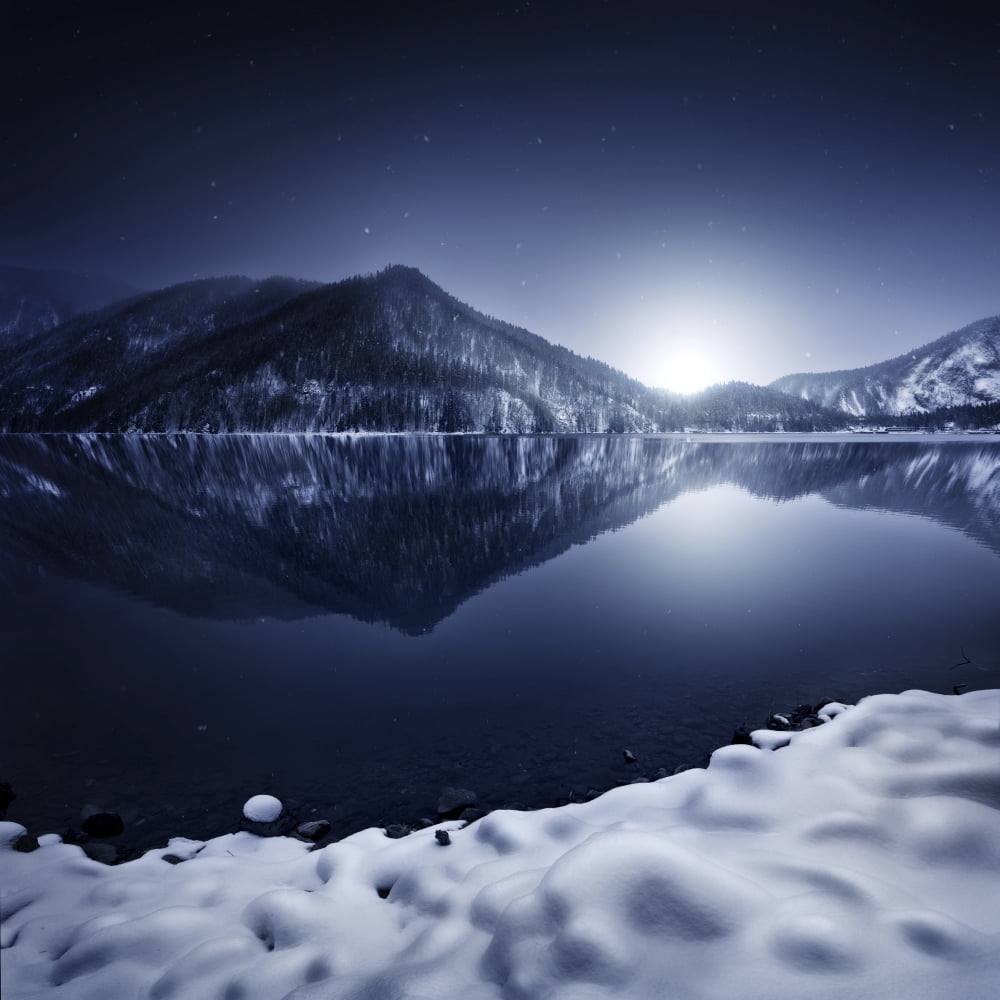 Ritsa Lake in the snow covered mountains of Ritsa Nature Reserve Georgia Canvas Art - Evgeny KuklevStocktrek Images (29 x 29)
