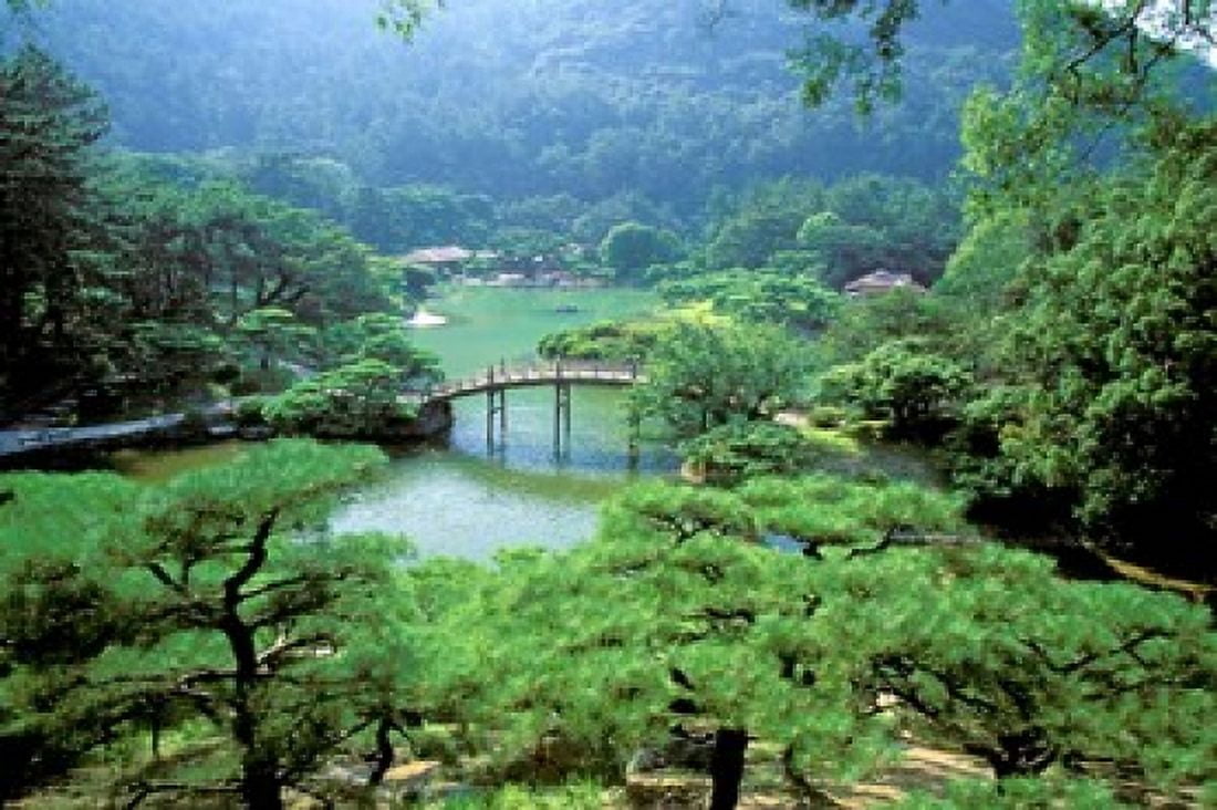 Ritsurin Park Takamatsu Shikoku Japan Canvas Art - Dave Bartruff DanitaDelimont (27 x 18)