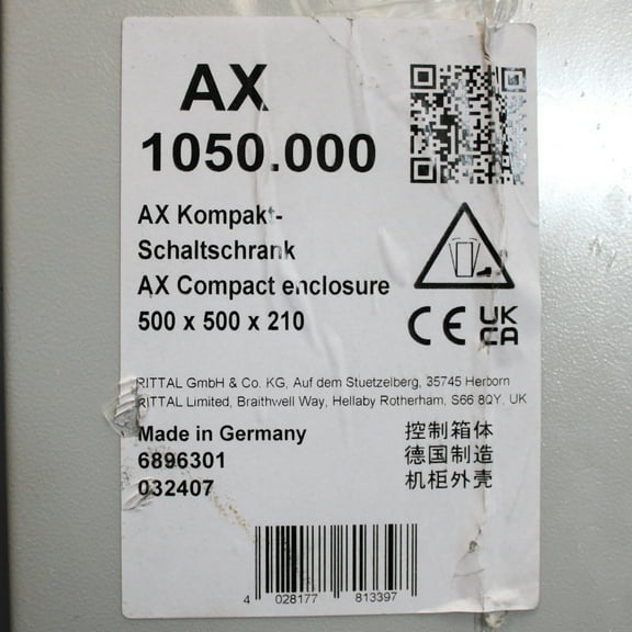 Rittal 1050.000 20" x 20" x 8" Wall-Mounted Steel AX Wall Mounted Enclosure