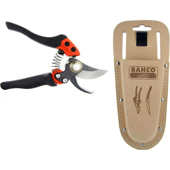 Rittenhouse Bahco PXR-M2 Ergonomic Rotating Handle Bypass Pruner with Prof-H Leather Pouch (Bundle, 2 Items)