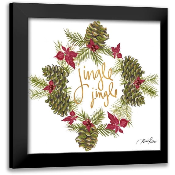 Ritter, Gina 12x12 Black Modern Framed Museum Art Print Titled - Pine Cone Christmas Wreath III