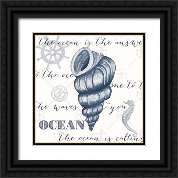 Ritter, Gina 12x12 Black Ornate Wood Framed with Double Matting Museum Art Print Titled - Indigo Ocean Treasures I
