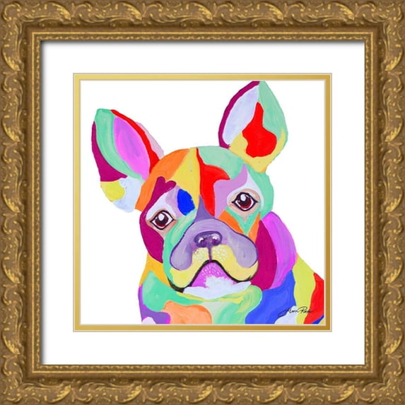 Ritter, Gina 12x12 Gold Ornate Wood Framed with Double Matting Museum Art Print Titled - Playful Pup