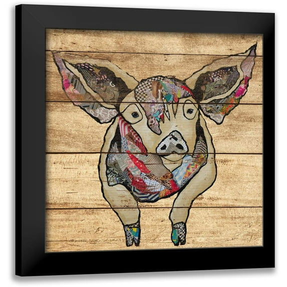 Ritter, Gina 20x20 Black Modern Framed Museum Art Print Titled - Farm Collage on Wood I