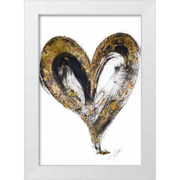 Ritter, Gina 23x32 White Modern Wood Framed Museum Art Print Titled - Gold and Black Heart