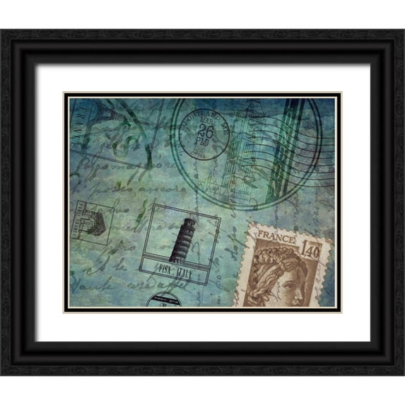 Ritter, Gina 24x20 Black Ornate Wood Framed with Double Matting Museum Art Print Titled - Travel Collage IV