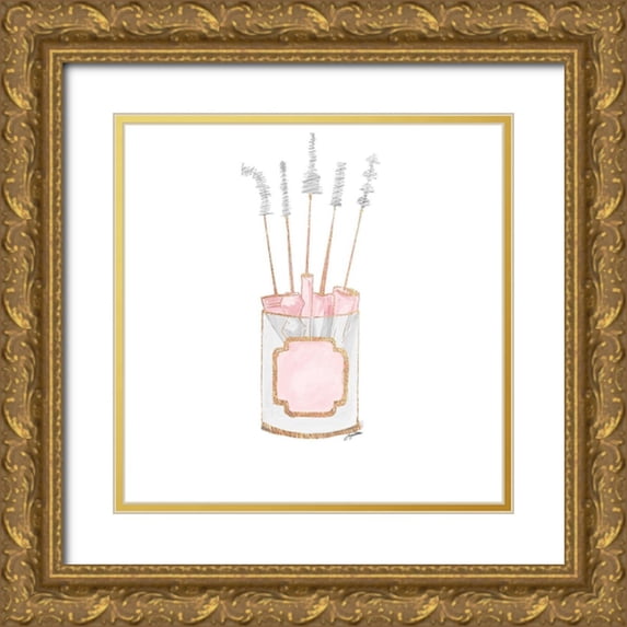 Ritter, Gina 26x26 Gold Ornate Wood Framed with Double Matting Museum Art Print Titled - Makeup Brushes II