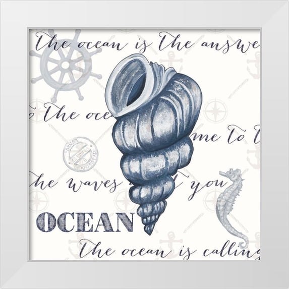 Ritter, Gina 26x26 White Modern Wood Framed Museum Art Print Titled - Indigo Ocean Treasures I
