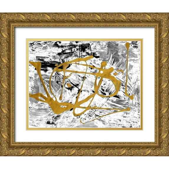 Ritter, Gina 32x26 Gold Ornate Wood Framed with Double Matting Museum Art Print Titled - Melting Colors and Gold II