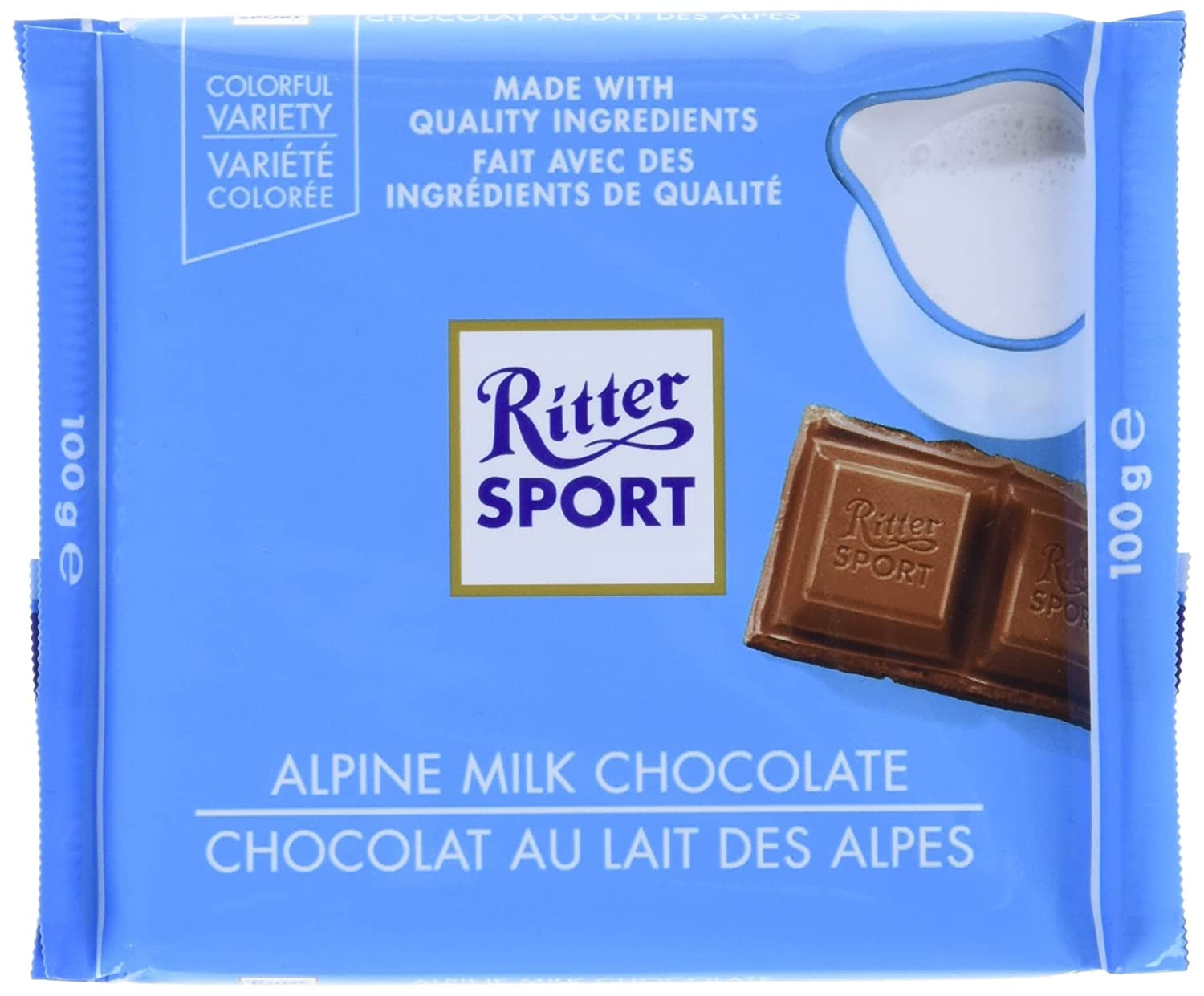 Ritter Sport, Alpine Milk Chocolate, 3.5-Ounce Bars (Pack of 12)