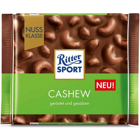 Ritter Sport Cashew Chocolate Bar Candy Original German Chocolate 100g/3.52oz