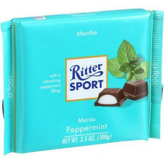 Ritter Sport Milk Chocolate with Peppermint Filling 100g/3.52oz (Pack of 8)