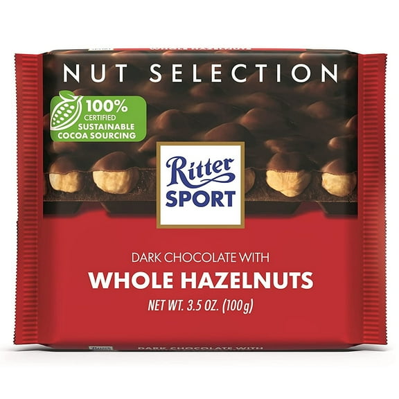 Ritter Sport, Dark Chocolate with Whole Hazelnuts, 3.5-Ounce Bars (Pack of 10)