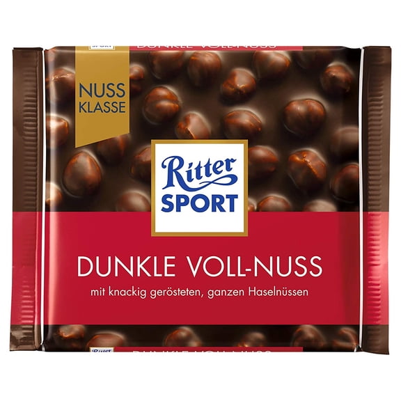 Ritter Sport Dark Whole Hazelnuts Chocolate Bar Candy Original German Chocolate 100g/3.52oz