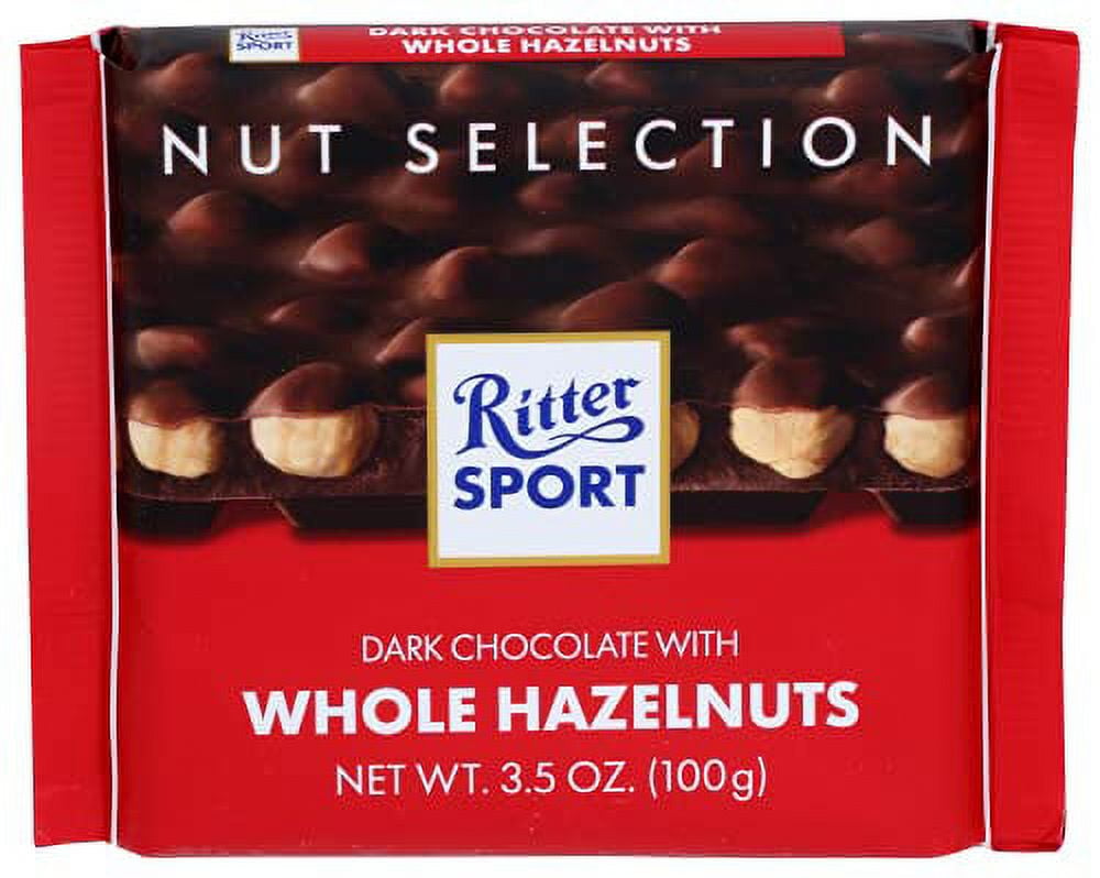 Ritter Sport , Darkc Chocolate With Whole Hazelnuts, 3.5 Oz of Each , Pack of 4