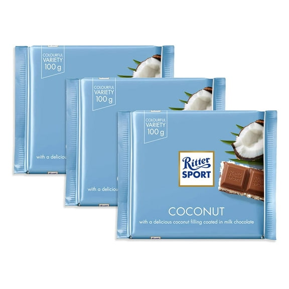 Ritter Sport Kokos / coconut (3 Bars each 100g) - fresh from Germany