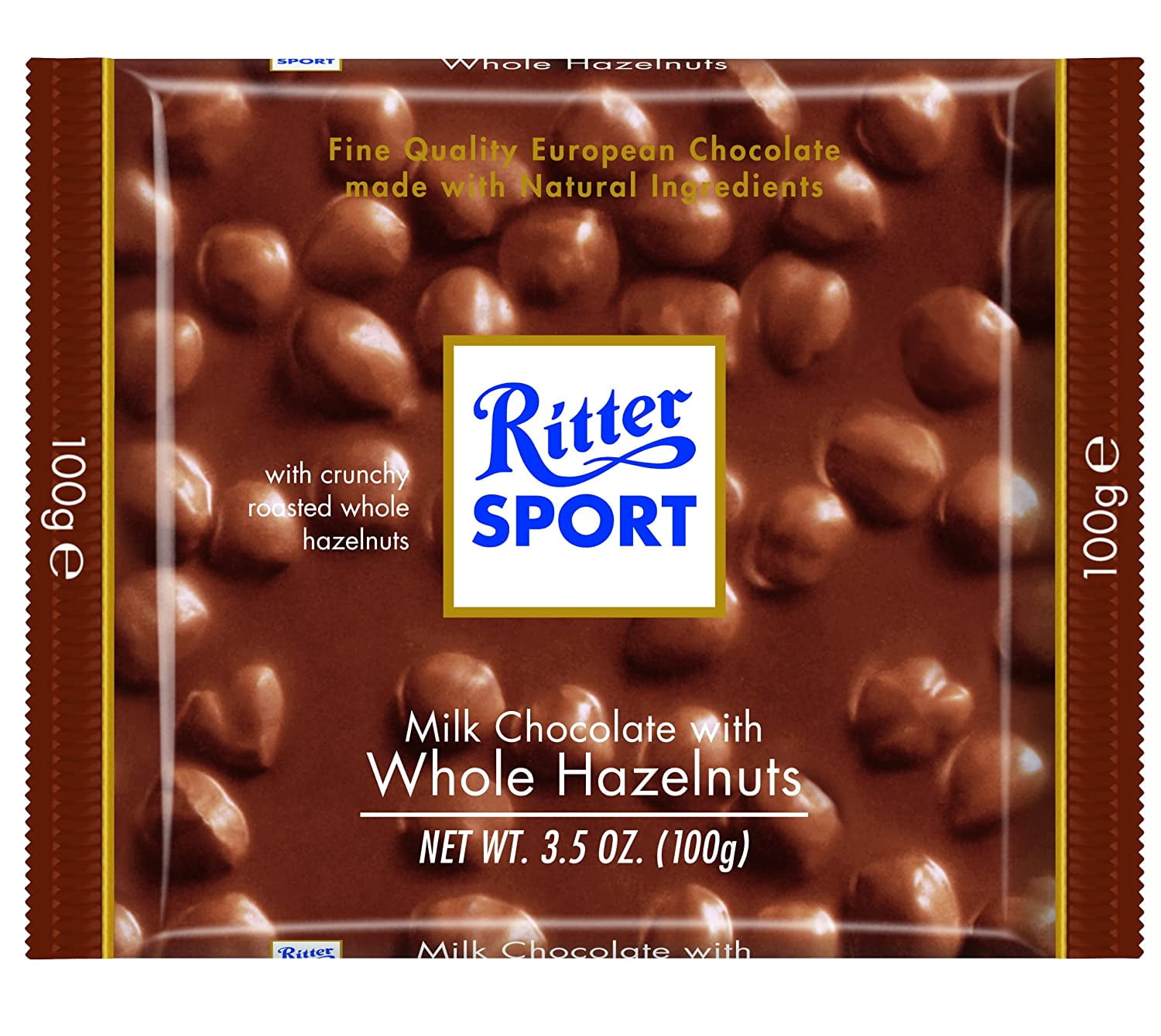 Ritter Sport, Milk Chocolate Bars with Whole Hazelnuts, 3.5-Ounce, Pack ...