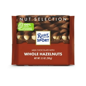 Ritter Sport Milk Chocolate Candy Bar with Crunchy Whole Hazelnuts &ndash; Authentic German Chocolate, Wrapped, 3.5 oz