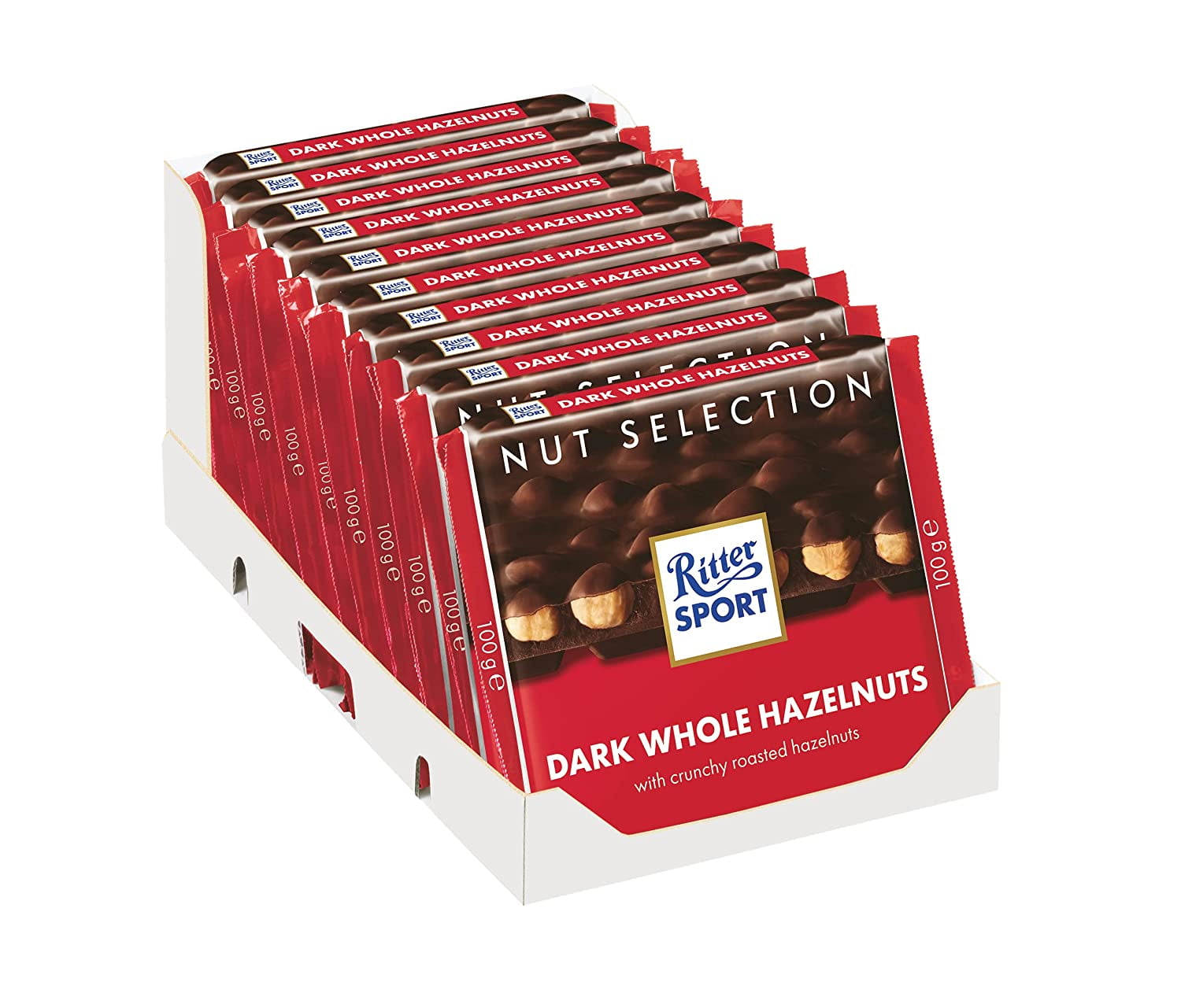 Ritter Sport Nut Class Dark Whole Hazelnuts Chocolate (10 x 100g)