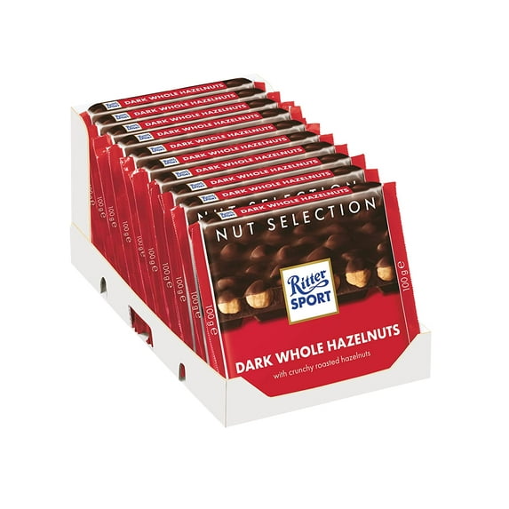 Ritter Sport Nut Class Dark Whole Hazelnuts Chocolate (10 x 100g)