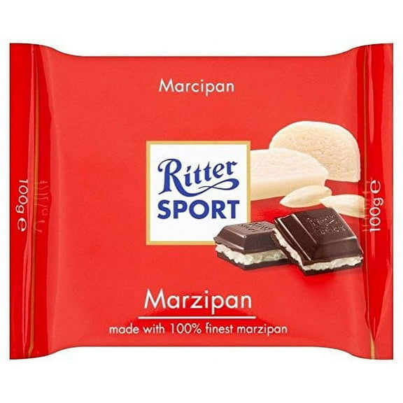 Ritter Sport Plain Chocolate Bar - Marzipan (100g) - Pack of 6