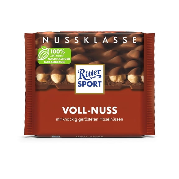 Ritter Sport Voll-Nuss Chocolate Bar Whole Hazelnut Chocolate, Single Count