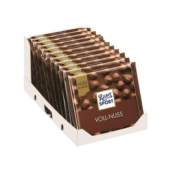 Ritter Sport Whole Hazelnuts 100g Milk Chocolate (Pack of 10)