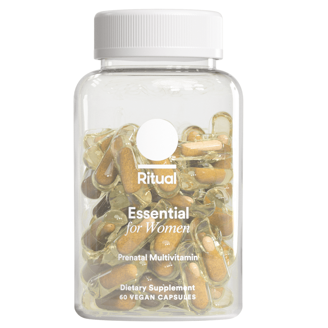 Ritual Essential for Women Prenatal Multivitamin: Folate & Choline for Neural Tube Support, Omega-3 DHA for Fetal Brain Development, Iron, Calcium-Helper D3 & K2, Non-GMO, Vegan, Citrus, 30 Days
