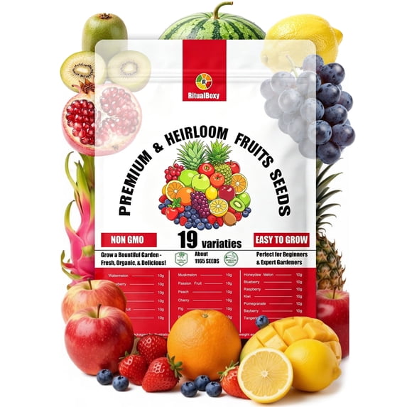 RitualBoxy 19 Pack Fruits Seed Mega Bundle (1100+ Seeds) - Home Garden Seeds for Hydroponic, Indoor & Outdoors - Complete Home Orchard Starter Kit Non-GMO