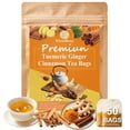 thumbnail image 1 of RitualBoxy Turmeric Ginger Cinnamon Tea Bags 50 Packs – Herbal Tea Bags– Turmeric, Ginger, Cinnamon Herbal Tea – Anti-Inflammatory Support, No Artificial Additives, 1 of 7
