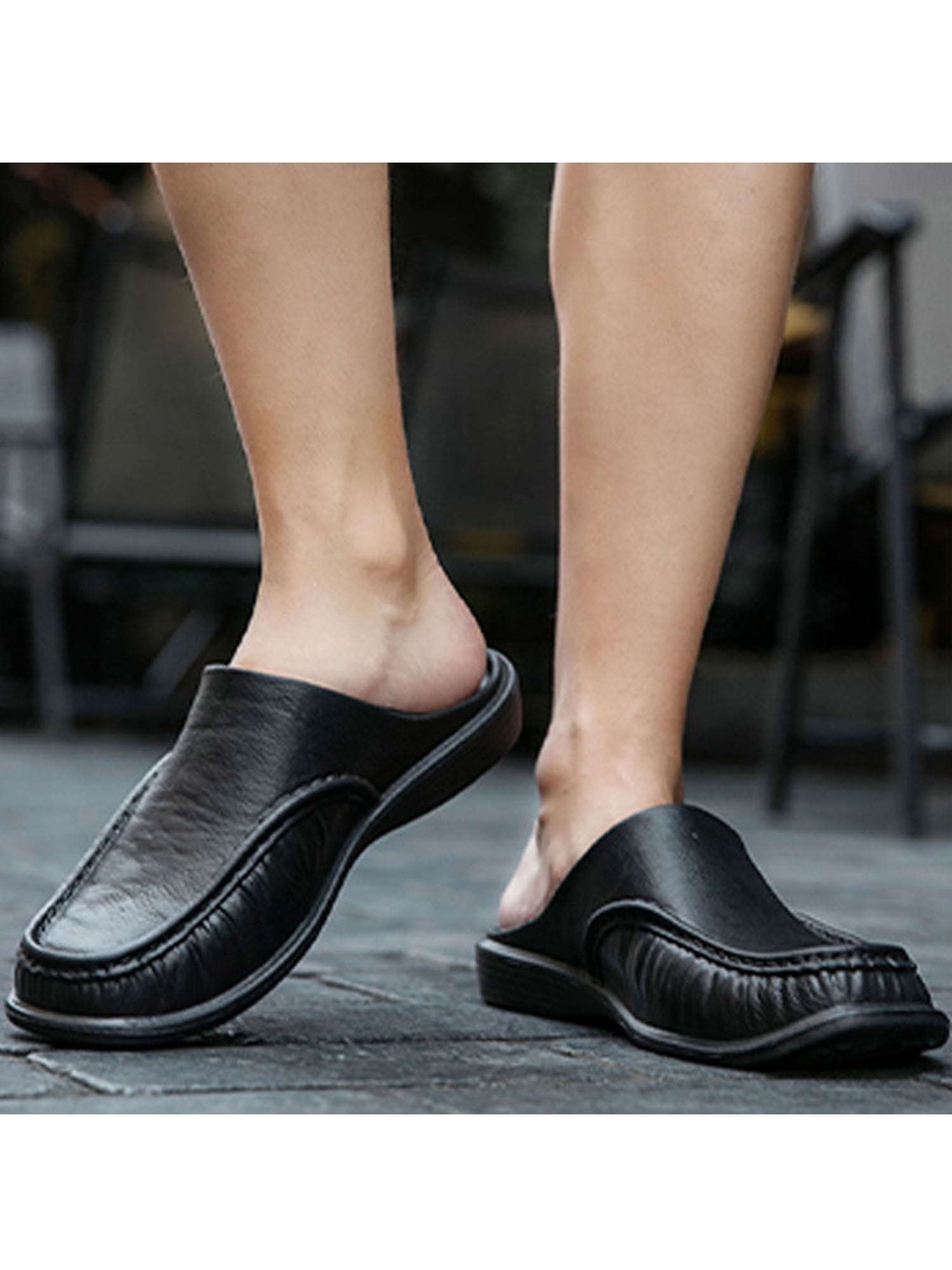 Ritualay Footbed Clog, Mens Leather Clogs Sandals, Antislip Sole