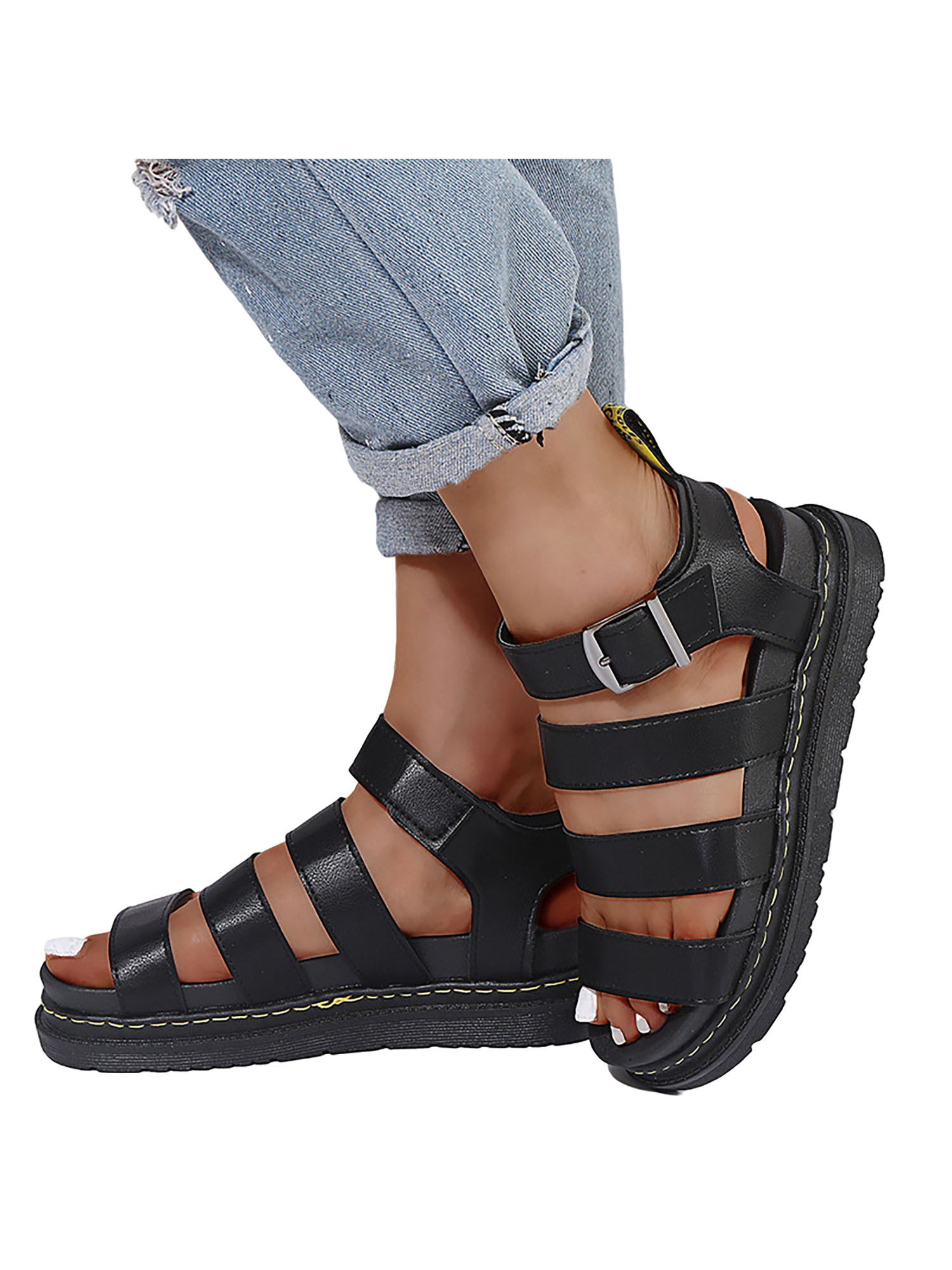 Ritualay Ladies Flat Sandal Buckle Casual Shoe Beach Sandals Breathable