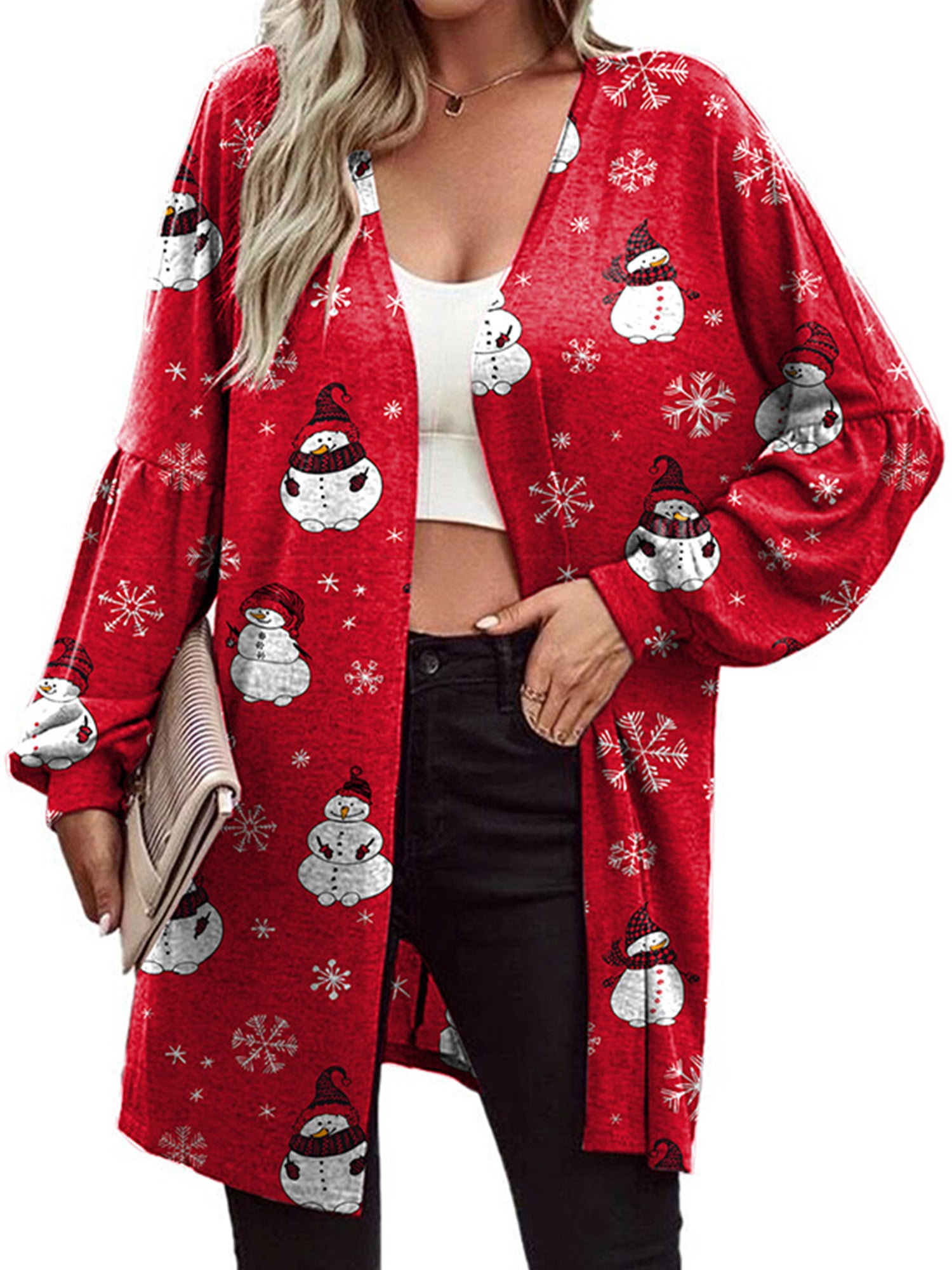 Best Deal for Christmas Cardigan for Women, Xmas Open Front Solid
