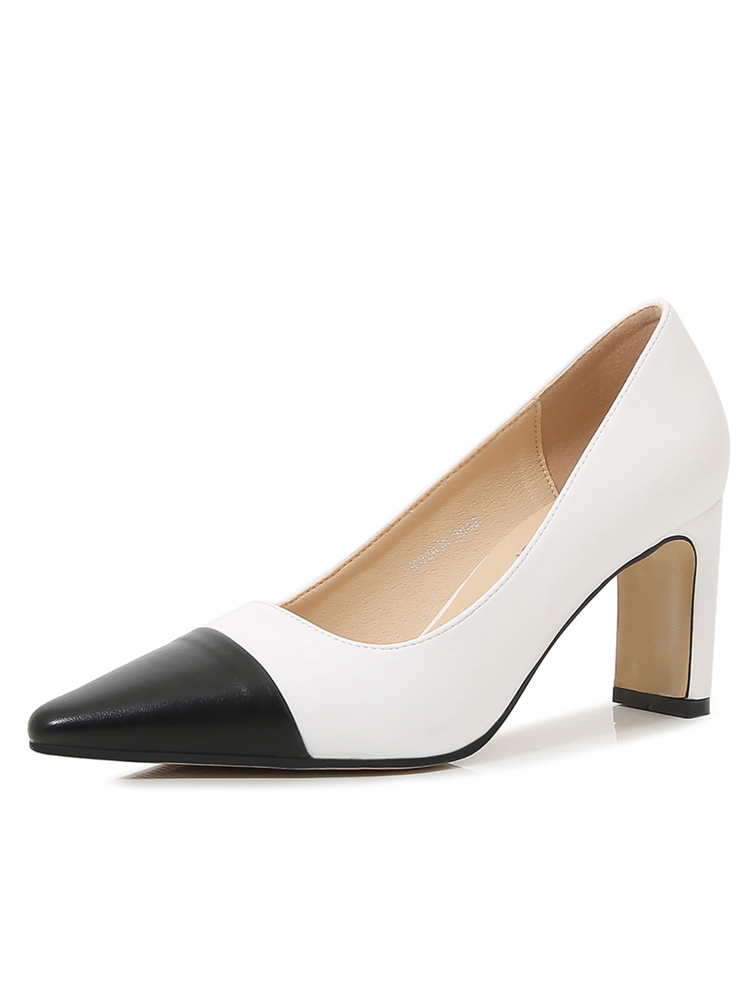 Buy Drish Classic Court Shoes with Block Heels for Women White (Size-40) at  Amazon.in