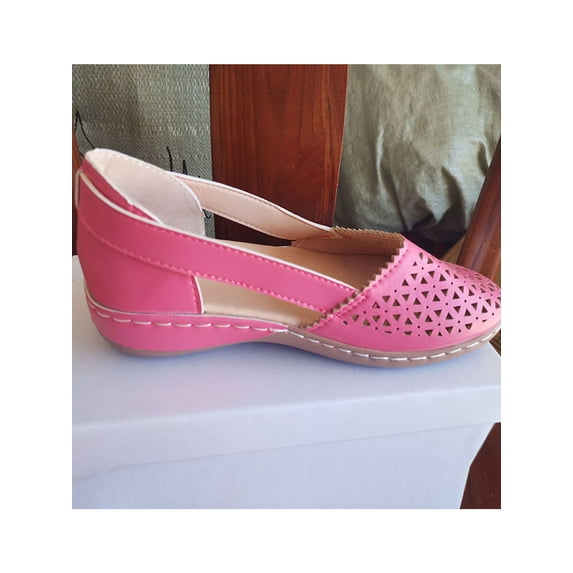 Ritualay Lady Lightweight Closed Toe Wedges Soft Comfortable Solid Color Shoes Summer Non Slip On Sandals