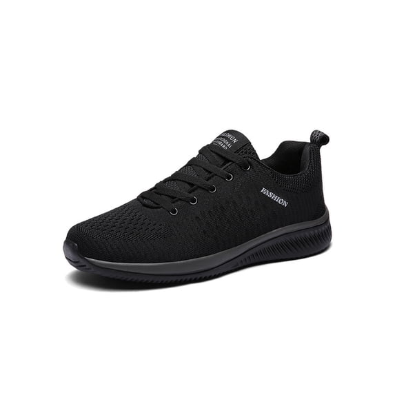 Ritualay Men's Comfortable Low Top Athletic Shoes Sport Lightweight Sneakers Outdoor Non-Slip Knit Walking Shoe Black 8.5
