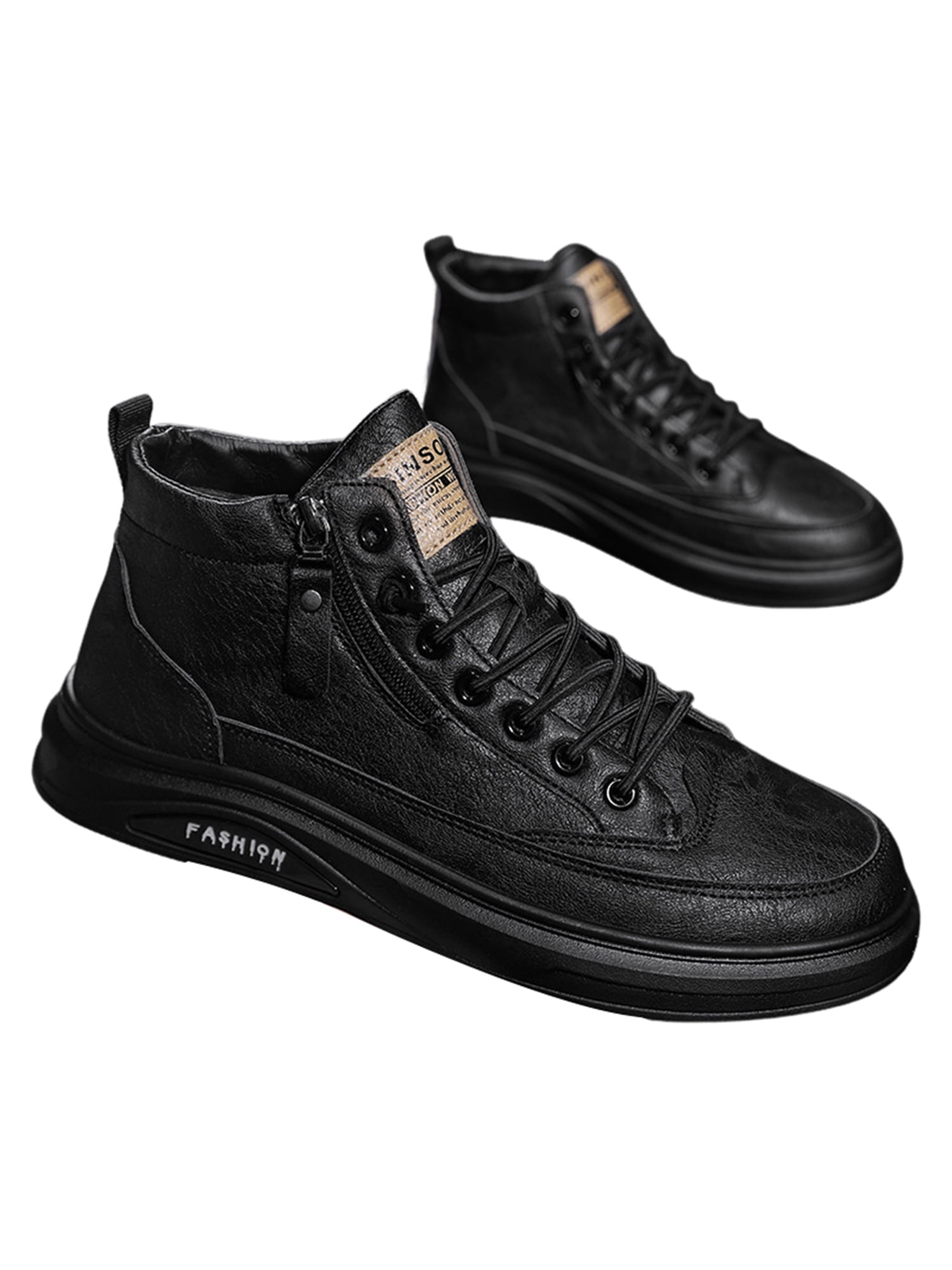 Ritualay Mens Ankle Boots Nonslip Booties Side Zip Sneakers Slip Resistant Waterproof Short